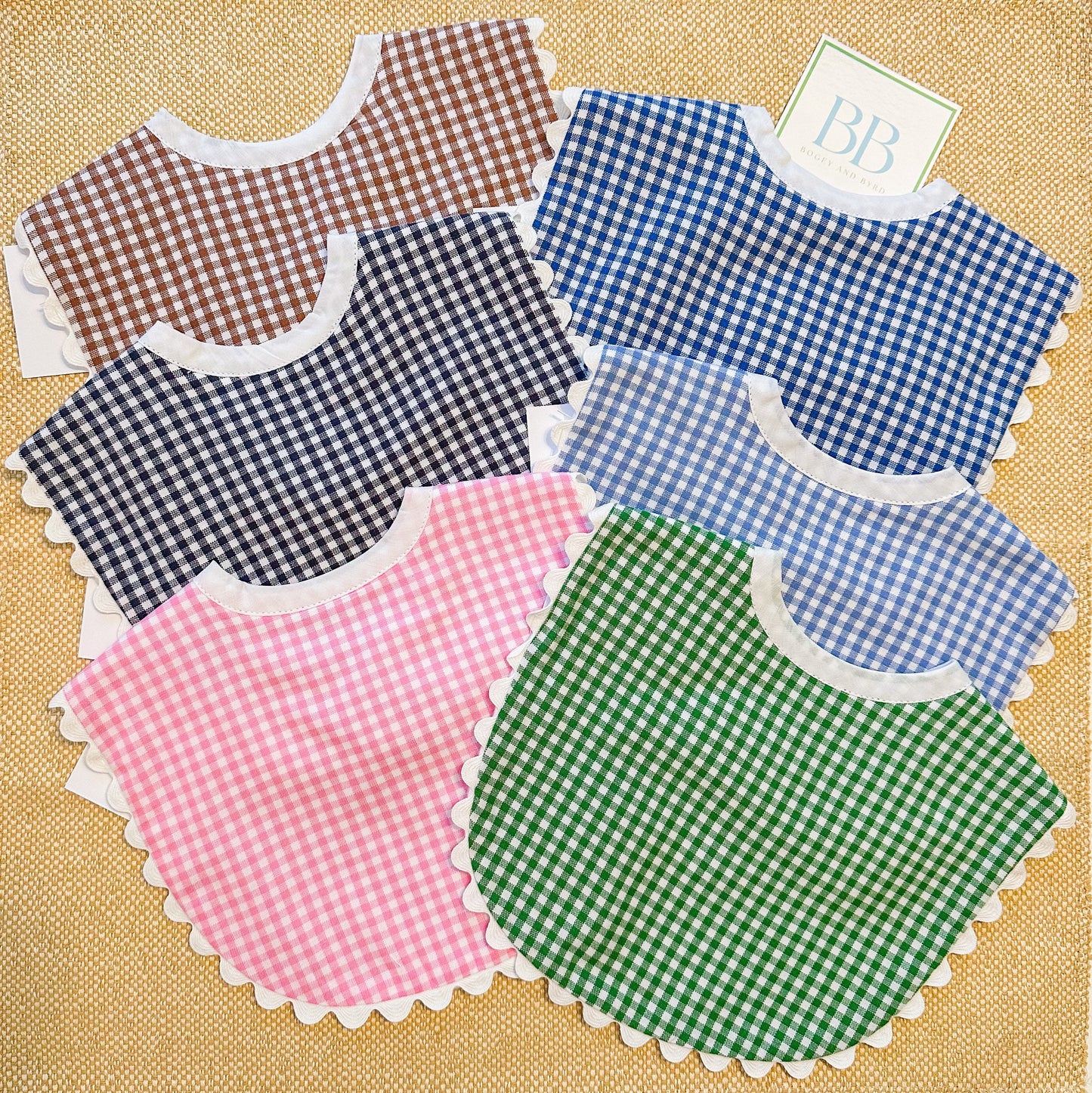 Gingham baby bib